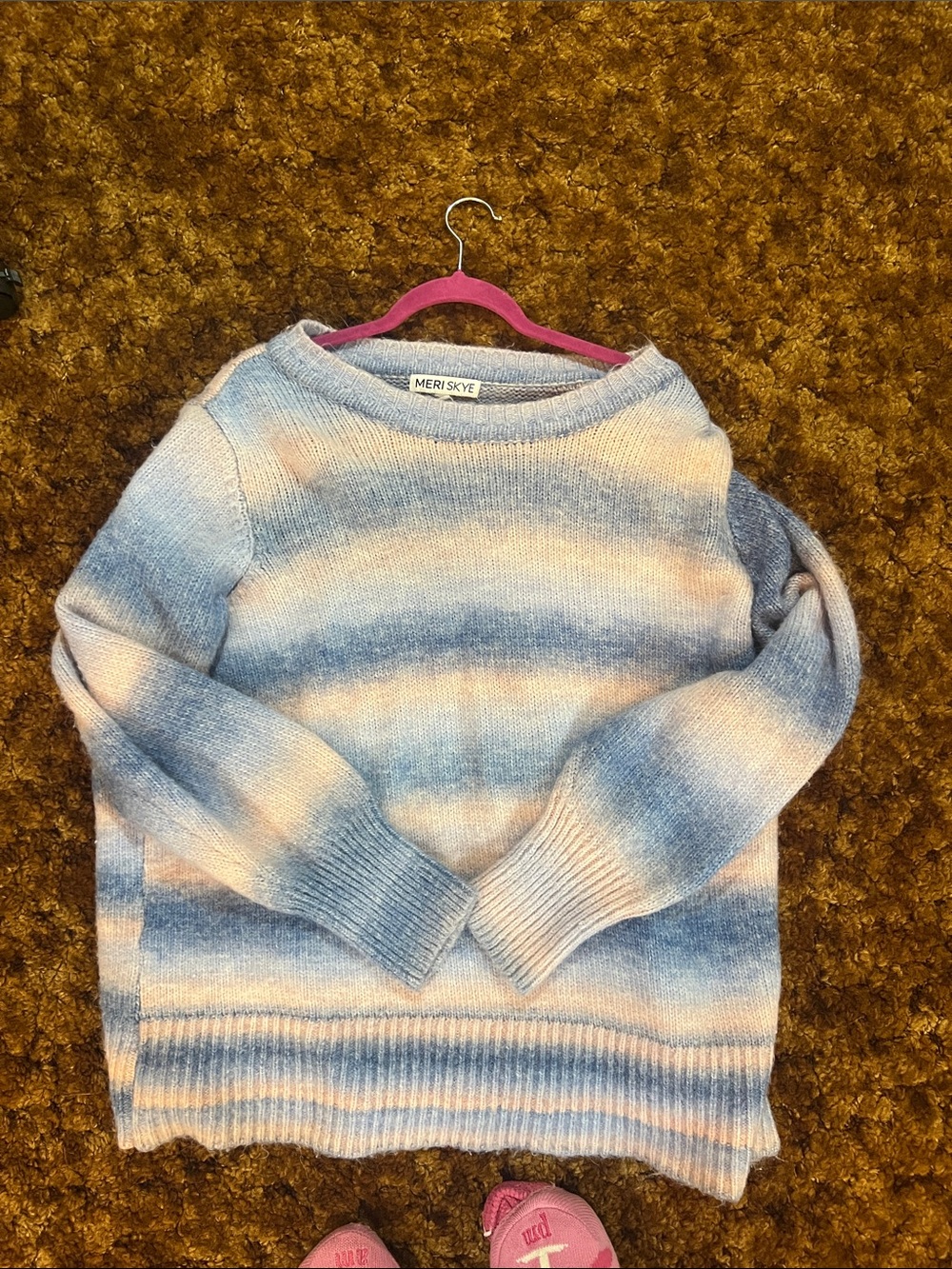 Meri Skyé Blue and Cream Striped Women's Sweater
